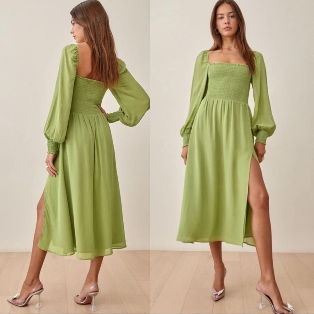 Reformation Cello Dress in Crocodile 1X wedding guest
